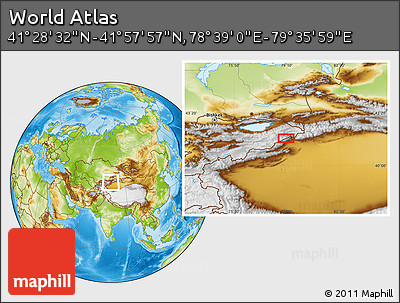 Physical Location Map of the Area around 41° 43' 14" N, 79° 7' 30" E