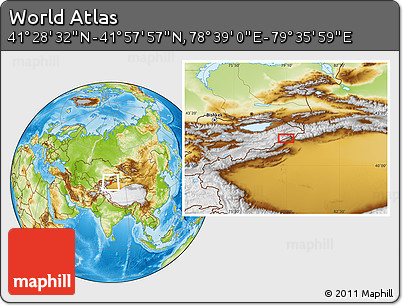 Physical Location Map of the Area around 41° 43' 14" N, 79° 7' 30" E
