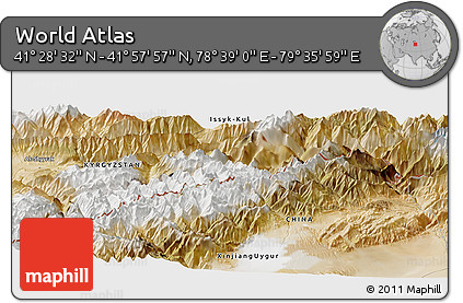 Satellite Panoramic Map of the Area around 41° 43' 14" N, 79° 7' 30" E