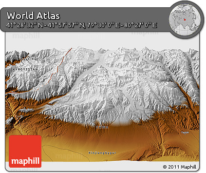 Physical 3D Map of the Area around 41° 43' 14" N, 79° 58' 29" E