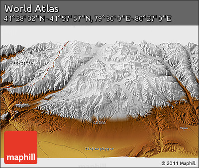 Physical 3D Map of the Area around 41° 43' 14" N, 79° 58' 29" E