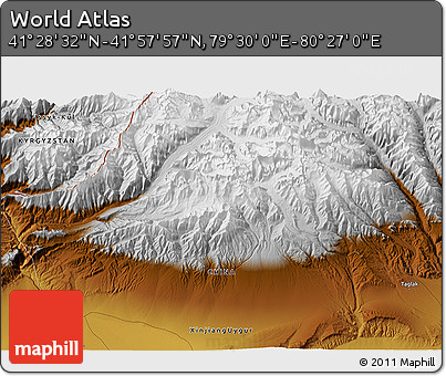 Physical 3D Map of the Area around 41° 43' 14" N, 79° 58' 29" E
