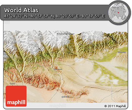 Satellite 3D Map of the Area around 41° 43' 14" N, 80° 49' 29" E