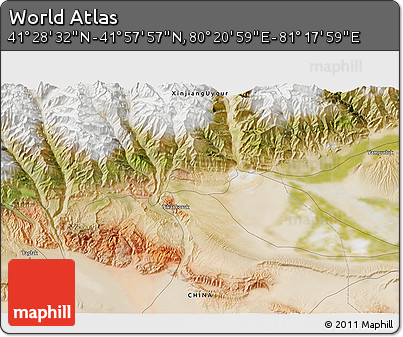 Satellite 3D Map of the Area around 41° 43' 14" N, 80° 49' 29" E