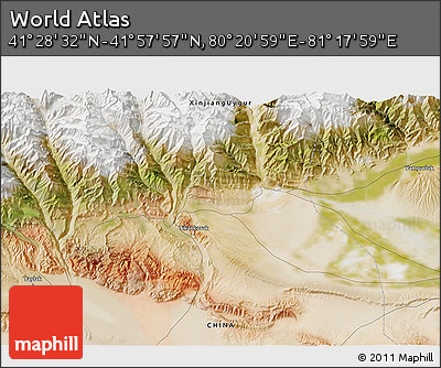Satellite 3D Map of the Area around 41° 43' 14" N, 80° 49' 29" E