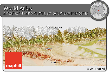 Satellite Panoramic Map of the Area around 41° 43' 14" N, 80° 49' 29" E