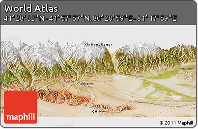 Satellite Panoramic Map of the Area around 41° 43' 14" N, 80° 49' 29" E