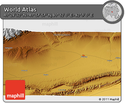 Physical 3D Map of the Area around 41° 43' 14" N, 81° 40' 30" E