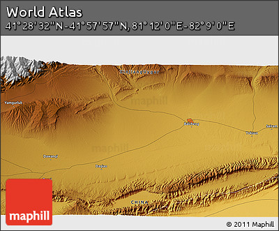 Physical 3D Map of the Area around 41° 43' 14" N, 81° 40' 30" E