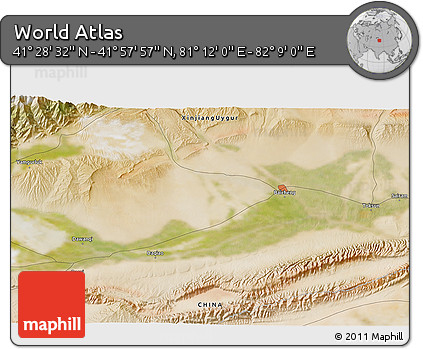 Satellite 3D Map of the Area around 41° 43' 14" N, 81° 40' 30" E