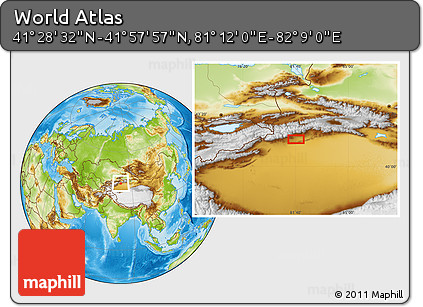 Physical Location Map of the Area around 41° 43' 14" N, 81° 40' 30" E