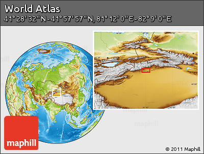 Physical Location Map of the Area around 41° 43' 14" N, 81° 40' 30" E