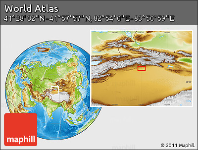 Physical Location Map of the Area around 41° 43' 14" N, 83° 22' 30" E