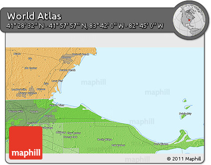 Political 3D Map of the Area around 41° 43' 14" N, 83° 13' 29" W