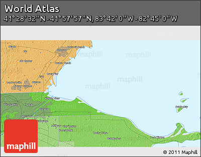 Political 3D Map of the Area around 41° 43' 14" N, 83° 13' 29" W