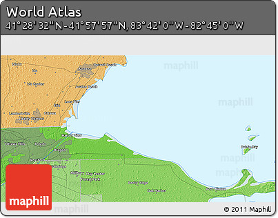 Political 3D Map of the Area around 41° 43' 14" N, 83° 13' 29" W