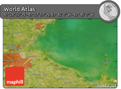 Satellite Map of the Area around 41° 43' 14" N, 83° 13' 29" W