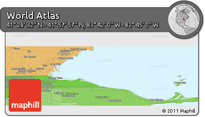 Political Panoramic Map of the Area around 41° 43' 14" N, 83° 13' 29" W