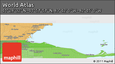 Political Panoramic Map of the Area around 41° 43' 14" N, 83° 13' 29" W