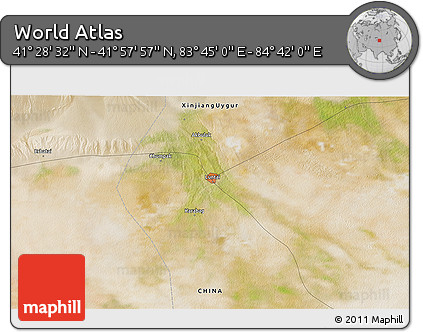 Satellite 3D Map of the Area around 41° 43' 14" N, 84° 13' 29" E