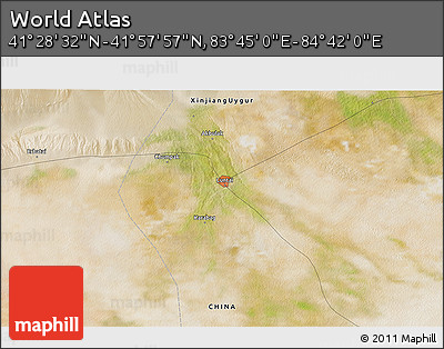 Satellite 3D Map of the Area around 41° 43' 14" N, 84° 13' 29" E