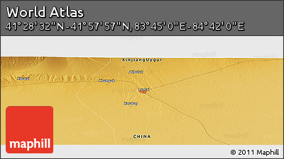 Physical Panoramic Map of the Area around 41° 43' 14" N, 84° 13' 29" E