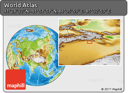 Physical Location Map of the Area around 41° 43' 14" N, 85° 4' 29" E
