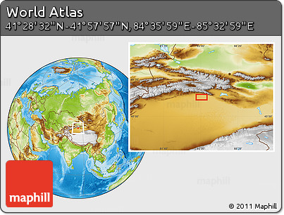 Physical Location Map of the Area around 41° 43' 14" N, 85° 4' 29" E
