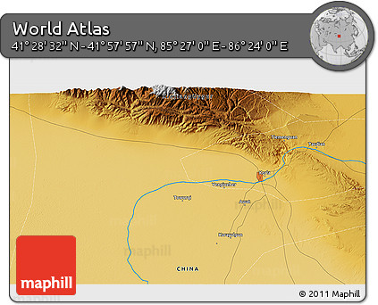 Physical 3D Map of the Area around 41° 43' 14" N, 85° 55' 30" E