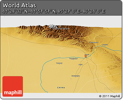 Physical 3D Map of the Area around 41° 43' 14" N, 85° 55' 30" E