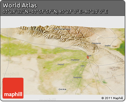 Satellite 3D Map of the Area around 41° 43' 14" N, 85° 55' 30" E