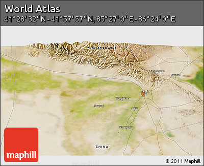 Satellite 3D Map of the Area around 41° 43' 14" N, 85° 55' 30" E