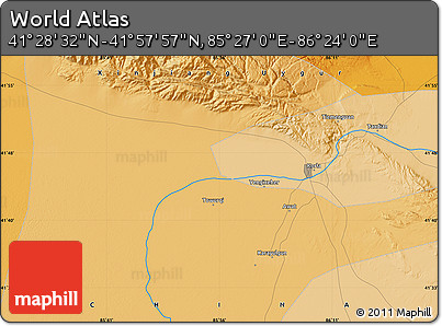 Political Map of the Area around 41° 43' 14" N, 85° 55' 30" E