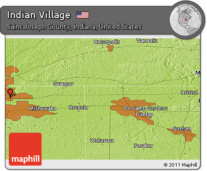 Physical Panoramic Map of Indian Village