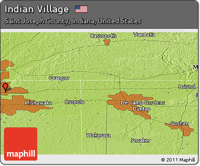 Physical Panoramic Map of Indian Village