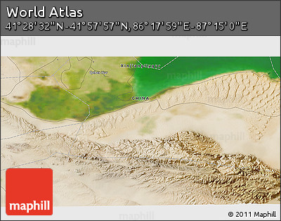 Satellite 3D Map of the Area around 41° 43' 14" N, 86° 46' 30" E