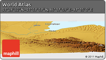 Physical Panoramic Map of the Area around 41° 43' 14" N, 86° 46' 30" E