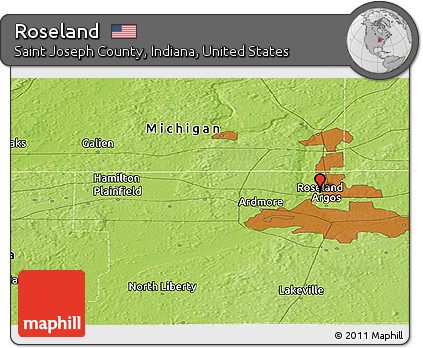 Physical Panoramic Map of Roseland