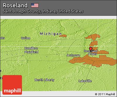 Physical Panoramic Map of Roseland