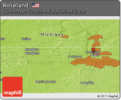 Physical Panoramic Map of Roseland
