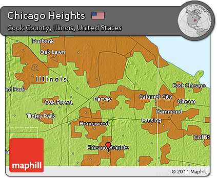 Physical 3D Map of Chicago Heights