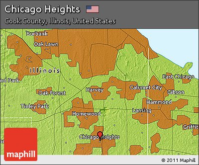Physical 3D Map of Chicago Heights