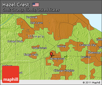 Physical 3D Map of Hazel Crest