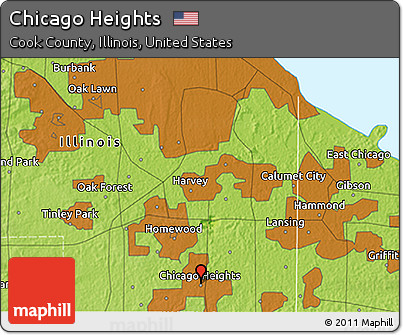 Physical 3D Map of Chicago Heights