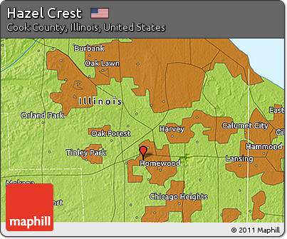 Physical 3D Map of Hazel Crest