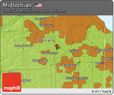Physical 3D Map of Midlothian