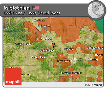 Satellite 3D Map of Midlothian