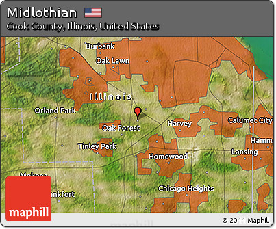 Satellite 3D Map of Midlothian