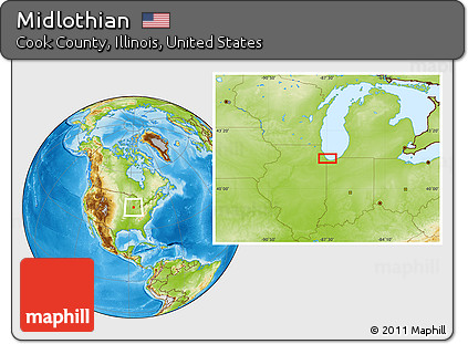 Physical Location Map of Midlothian
