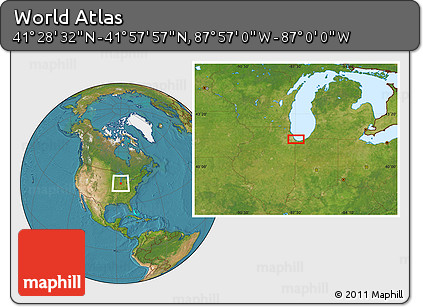 Satellite Location Map of the Area around 41° 43' 14" N, 87° 28' 29" W